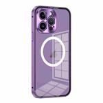 For iPhone 13 Pro MagSafe HD Spring Buckle Metal Phone Case(Purple)