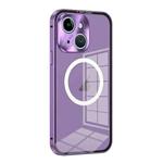For iPhone 14 MagSafe HD Spring Buckle Metal Phone Case(Purple)