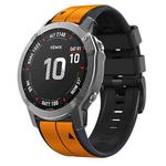 For Garmin Fenix 7 Pro 51mm Sports Two-Color Silicone Watch Band(Orange+Black)