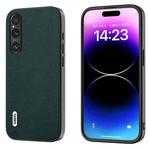 For Sony Xperia 1 V ABEEL Genuine Leather Luolai Series Phone Case(Dark Green)