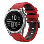 For Garmin Instinct 2 Solar Sports Two-Color Silicone Watch Band(Red+Black)