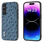 For Sony Xperia 1 V ABEEL Genuine Leather Ostrich Texture Phone Case(Blue)