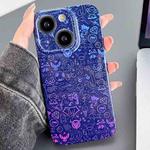 For iPhone 14 Plus Painted Pattern Precise Hole PC Phone Case(Blue Purple Graffiti)