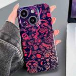 For iPhone 14 Plus Painted Pattern Precise Hole PC Phone Case(Black Red Graffiti)