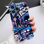 For iPhone 14 Pro Painted Pattern Precise Hole PC Phone Case(Purple Comics)