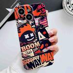 For iPhone 13 Painted Pattern Precise Hole PC Phone Case(Orange Comics)