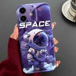 For iPhone 12 Painted Pattern Precise Hole PC Phone Case(Purple Astronaut)