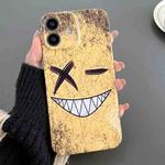 For iPhone 12 Painted Pattern Precise Hole PC Phone Case(Yellow Background Smiling)