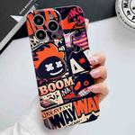 For iPhone 12 Pro Max Painted Pattern Precise Hole PC Phone Case(Orange Comics)