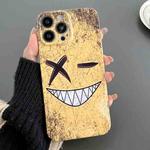 For iPhone 12 Pro Max Painted Pattern Precise Hole PC Phone Case(Yellow Background Smiling)