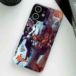 For iPhone 11 Painted Pattern Precise Hole PC Phone Case(Orange Robot)