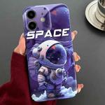 For iPhone 11 Painted Pattern Precise Hole PC Phone Case(Purple Astronaut)