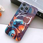 For iPhone 11 Pro Painted Pattern Precise Hole PC Phone Case(Orange Paint Astronaut)