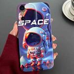 For iPhone X / XS Painted Pattern Precise Hole PC Phone Case(Orange White Astronaut)