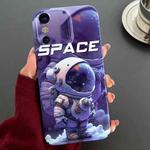 For iPhone X / XS Painted Pattern Precise Hole PC Phone Case(Purple Astronaut)