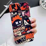 For iPhone X / XS Painted Pattern Precise Hole PC Phone Case(Orange Comics)