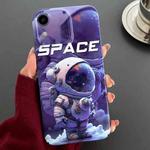For iPhone XR Painted Pattern Precise Hole PC Phone Case(Purple Astronaut)