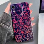 For iPhone XR Painted Pattern Precise Hole PC Phone Case(Black Red Graffiti)