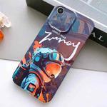 For iPhone XR Painted Pattern Precise Hole PC Phone Case(Orange Paint Astronaut)