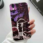 For iPhone XS Max Painted Pattern Precise Hole PC Phone Case(Black Purple Umbrella Boy)