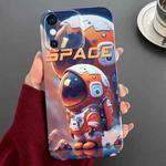 For iPhone XS Max Painted Pattern Precise Hole PC Phone Case(Orange Astronaut)