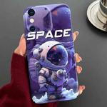 For iPhone XS Max Painted Pattern Precise Hole PC Phone Case(Purple Astronaut)