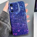 For iPhone XS Max Painted Pattern Precise Hole PC Phone Case(Blue Purple Graffiti)