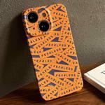 For iPhone 15 Painted Pattern Precise Hole PC Phone Case(Orange Label)