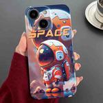 For iPhone 15 Painted Pattern Precise Hole PC Phone Case(Orange Astronaut)