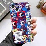 For iPhone 15 Painted Pattern Precise Hole PC Phone Case(Cute Skull)