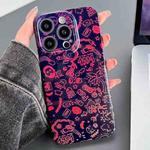 For iPhone 15 Pro Painted Pattern Precise Hole PC Phone Case(Black Red Graffiti)