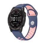 For Garmin Fenix 7 Pro 47mm Sports Breathable Silicone Watch Band(Midnight Blue+Pink)