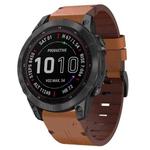 For Garmin Instinct 2 Solar Leather Steel Buckle Watch Band(Brown)