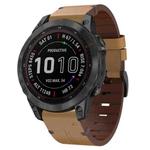 For Garmin Instinct 2 Solar Leather Steel Buckle Watch Band(Light Brown)