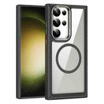 For Samsung Galaxy S23+ 5G MagSafe Carbon Fiber Transparent Back Panel Phone Case(Black)