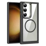 For Samsung Galaxy S23 Ultra 5G MagSafe Carbon Fiber Transparent Back Panel Phone Case(Black)
