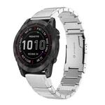 For Garmin Fenix 7 Pro 51mm Tortoise Shell Stainless Steel Watch Band(Sliver)