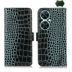 For Huawei Nova 11i / Enjoy 60 Pro /  Crocodile Top Layer Cowhide Leather Phone Case(Green)
