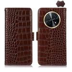 For Huawei Nova Y91 4G / Enjoy 60X Crocodile Top Layer Cowhide Leather Phone Case(Brown)