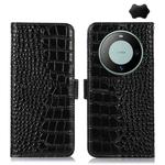 For Huawei Mate 60 Crocodile Top Layer Cowhide Leather Phone Case(Black)