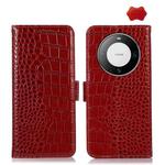 For Huawei Mate 60 Pro Crocodile Top Layer Cowhide Leather Phone Case(Red)