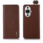 For Huawei Nova 11 KHAZNEH Nappa Top Layer Cowhide Leather Phone Case(Brown)