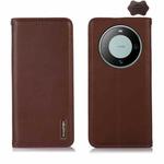 For Huawei Mate 60 KHAZNEH Nappa Top Layer Cowhide Leather Phone Case(Brown)