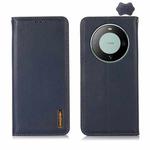 For Huawei Mate 60 KHAZNEH Nappa Top Layer Cowhide Leather Phone Case(Blue)
