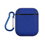 For AirPods 1 / 2 Woven Skin Texture PC TWS Earphone Protective Case(Blue)