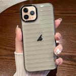 For iPhone 11 Pro Striped Electroplating TPU Transparent Phone Case(Transparent Grey)