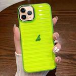 For iPhone 11 Pro Striped Electroplating TPU Transparent Phone Case(Fluorescent Green)