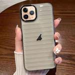 For iPhone 11 Pro Max Striped Electroplating TPU Transparent Phone Case(Transparent Grey)