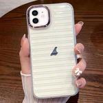 For iPhone 12 Striped Electroplating TPU Transparent Phone Case(Transparent White)