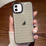 For iPhone 12 Striped Electroplating TPU Transparent Phone Case(Transparent Grey)